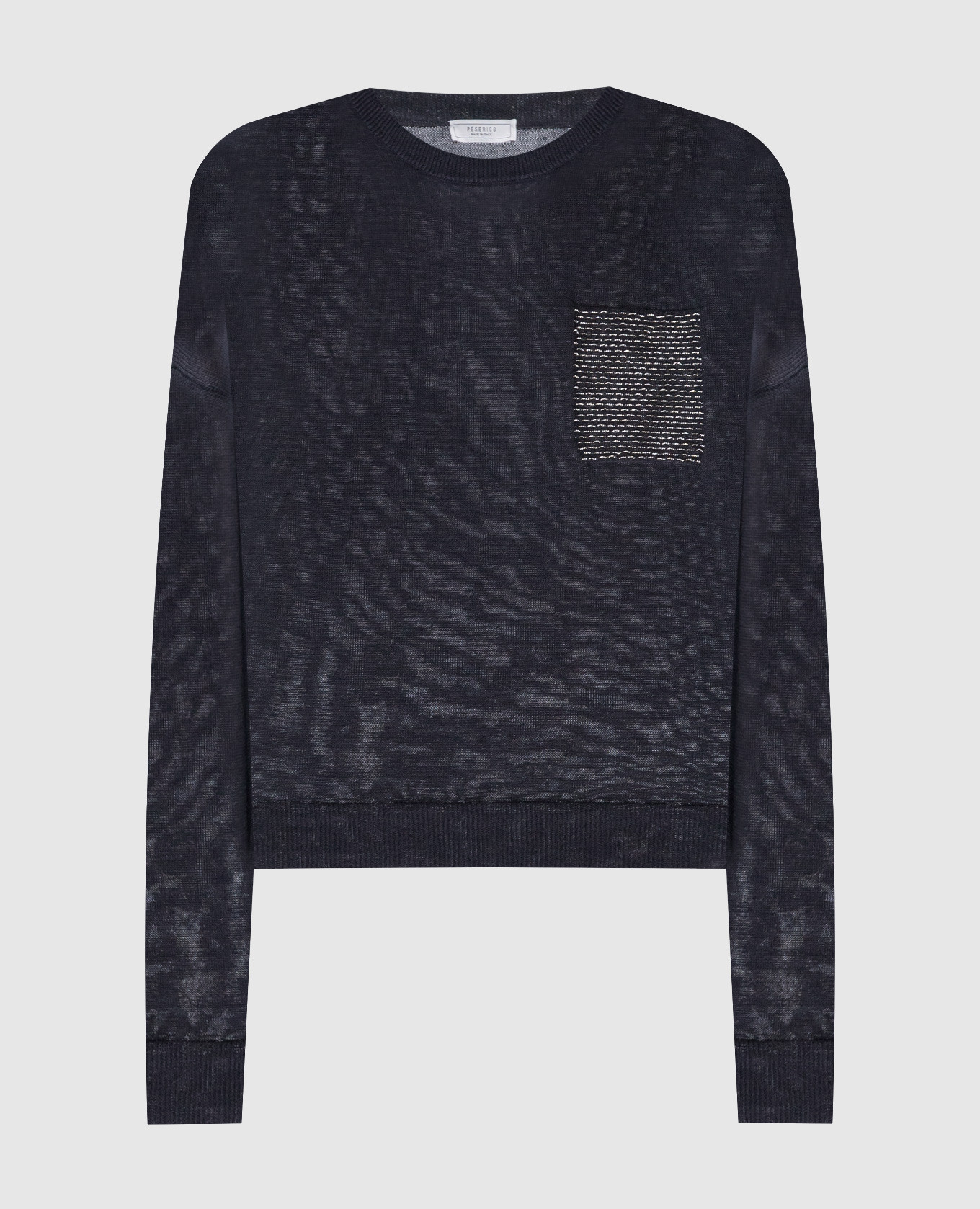 Blue linen jumper with monil chain Peserico
