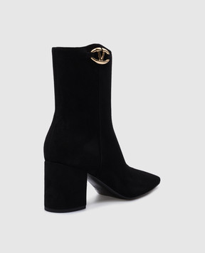 Valentino TAN-GO black suede ankle boots with metallic logo 5W2S0JX4EPR