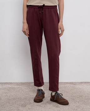Brunello Cucinelli Burgundy sweatpants with monil chain MP827FB799