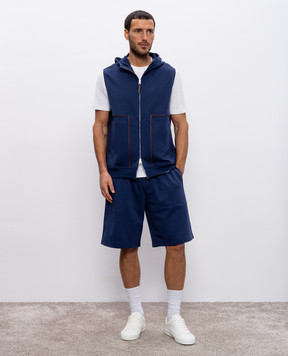 Brunello Cucinelli Blue shorts with contrast trim MW8633317G