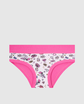 RiminiVeste Emy Bimba Baby Pink Unicorn Print Briefs With Lettering B2823