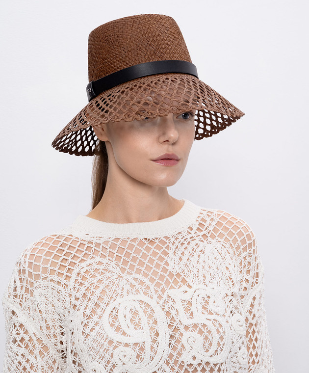 Max Mara Weekend - Sombrero de rafia calado ELISEO marrón