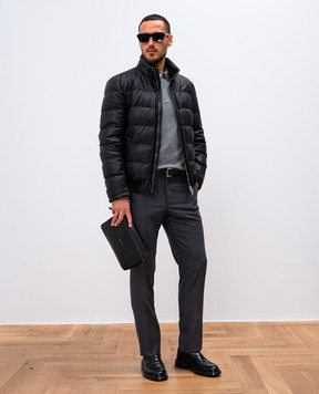 Enrico Mandelli Black down jacket made of deer leather S9T1125901