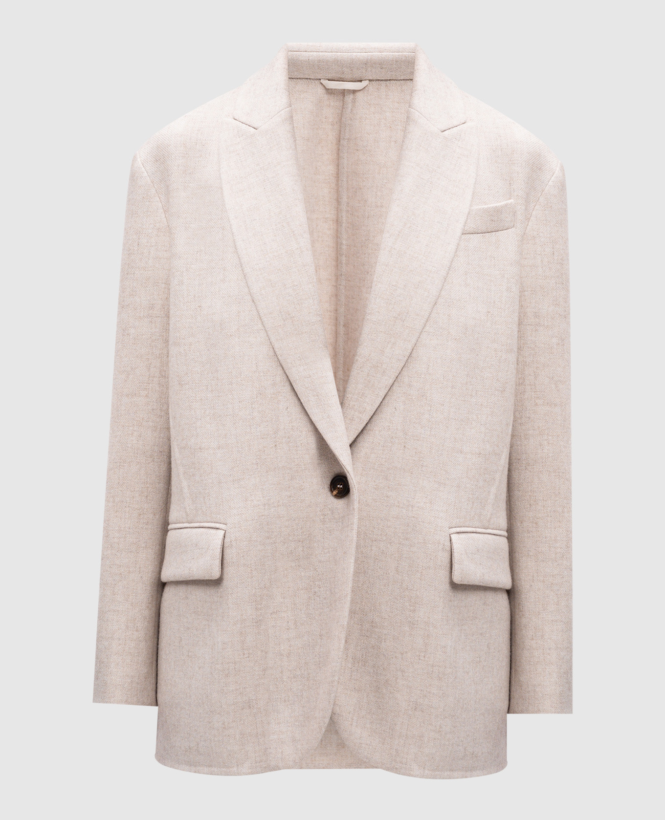 Beige cashmere jacket with monil chain brunello cucinelli