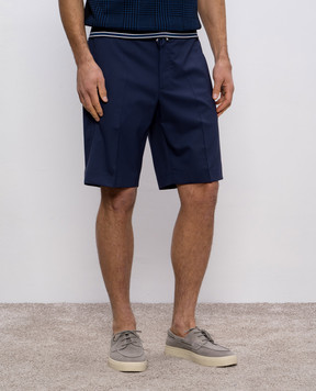 Stefano Ricci Blue wool shorts with logo emblem M1T5100100W501