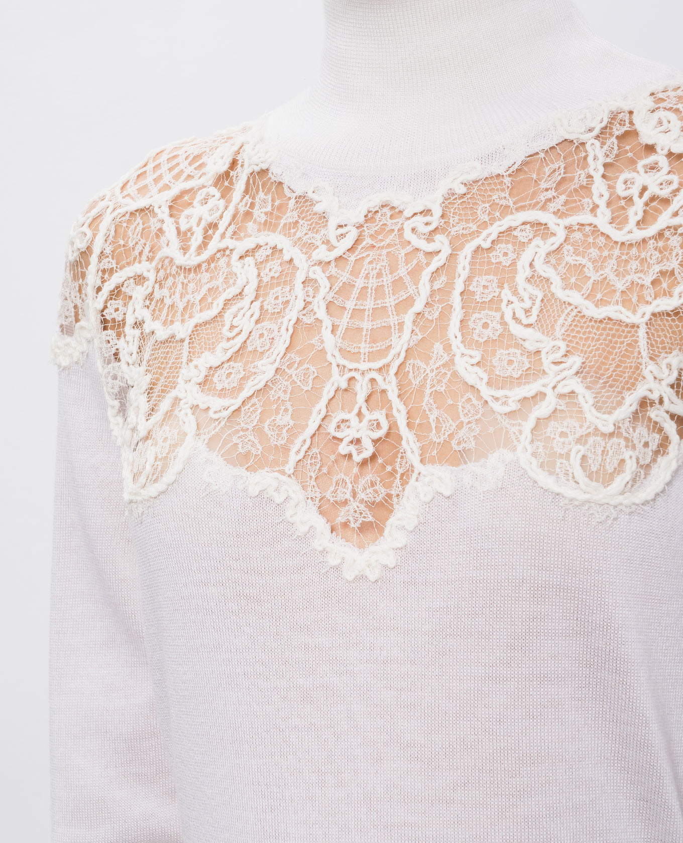 

White wool turtleneck with applique Ermanno Scervino