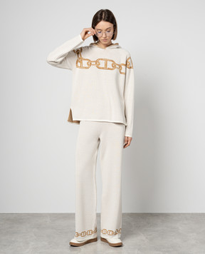 Twinset White logo lurex pants 241TP3521