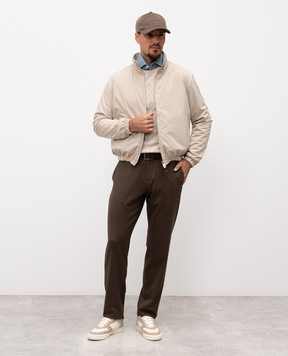 Canali Beige wool and cashmere patterned jumper MK02362C0012