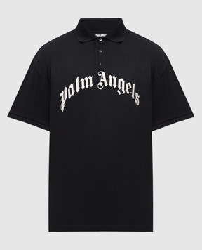 Palm Angels Black polo shirt with embroidered logo PMGB012S25FAB003