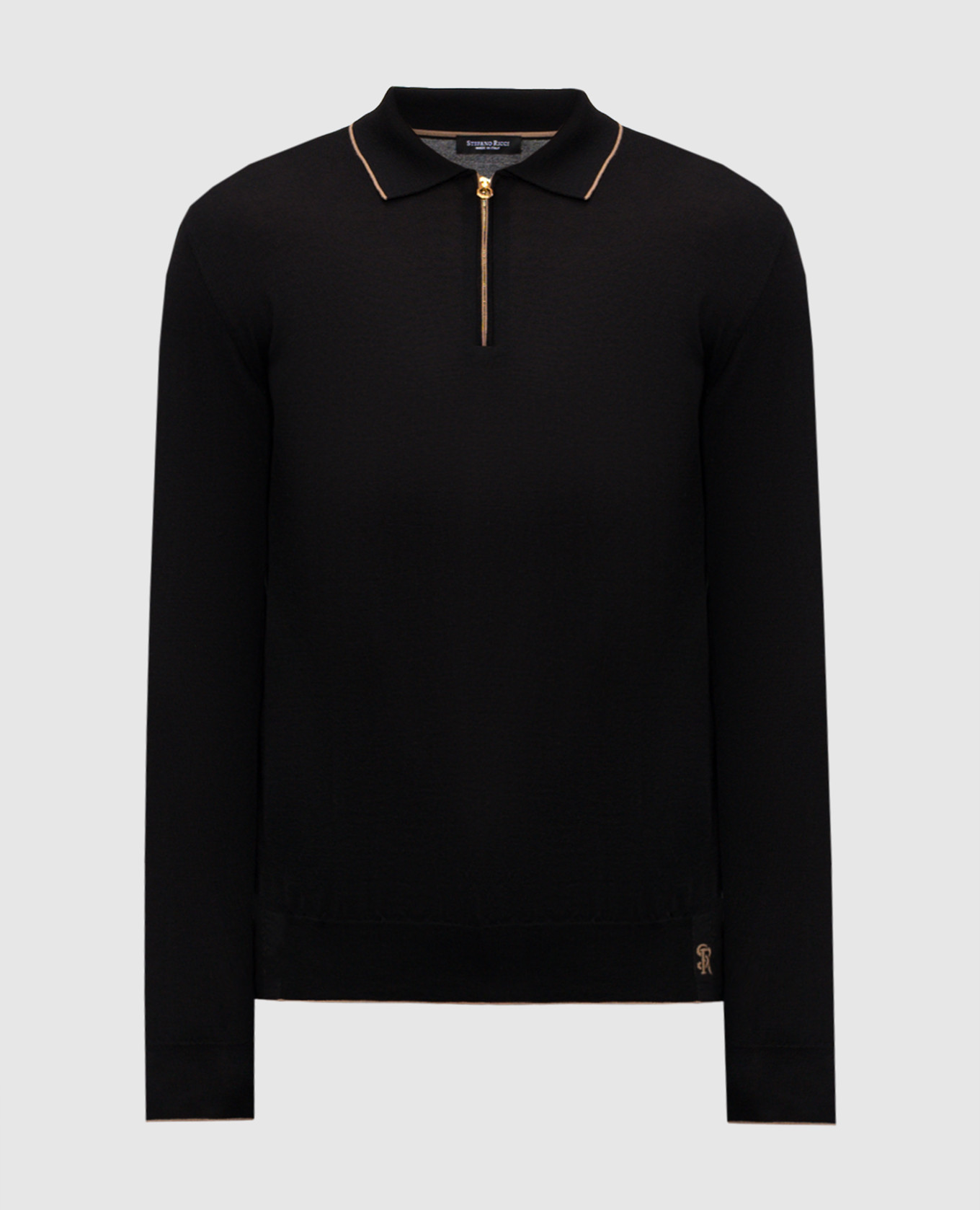 

Black wool, silk and cashmere polo shirt Stefano Ricci