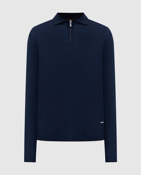 Enrico Mandelli Blue wool polo shirt 2K036A5422
