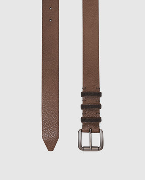 Brunello Cucinelli Brown leather belt with monil chain M0JUMC33UP