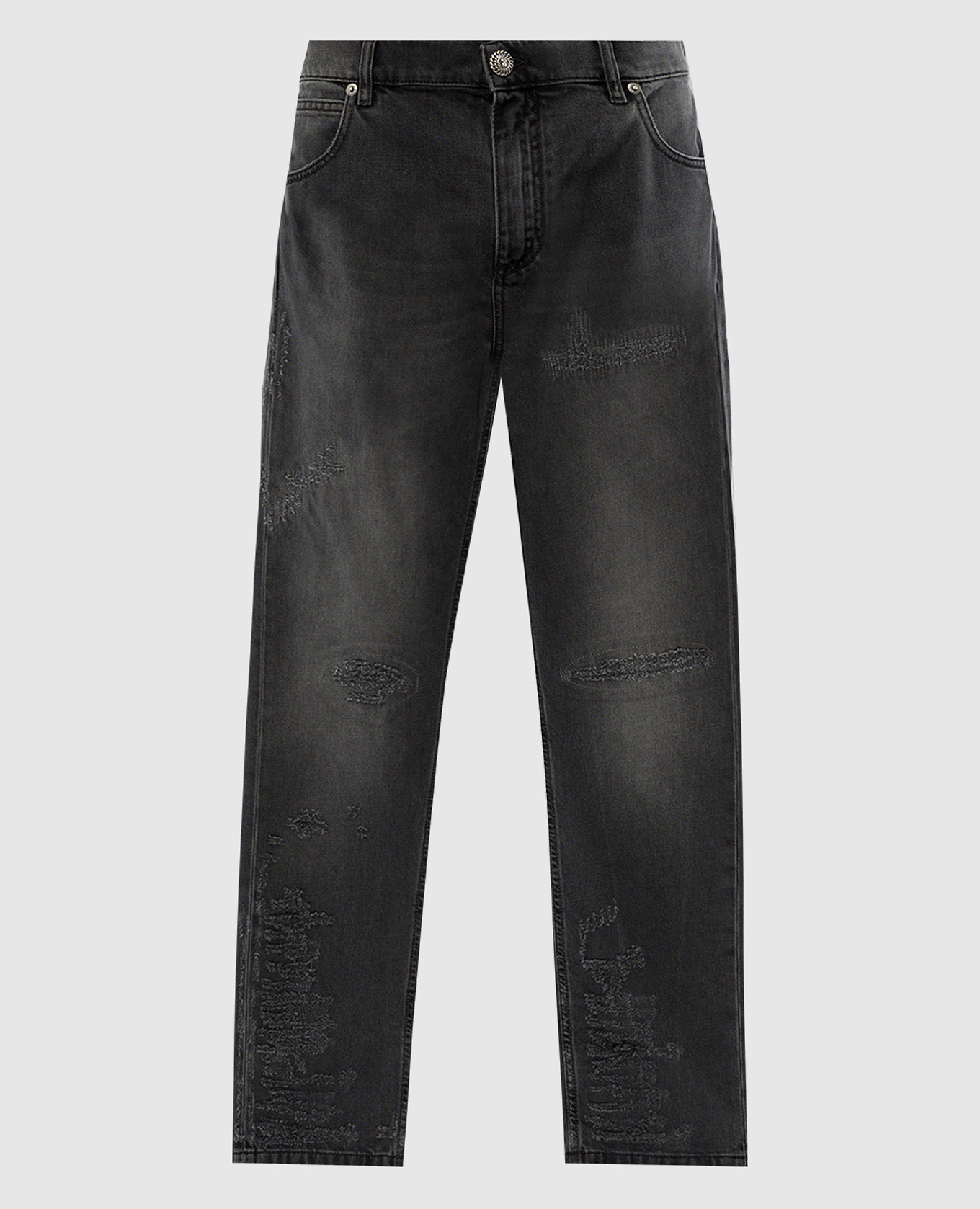 

Gray jeans with holes Balmain, Серый