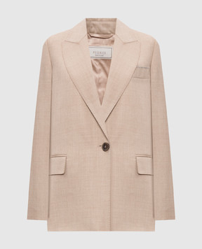 Peserico Beige wool jacket with lurex A01137D03359