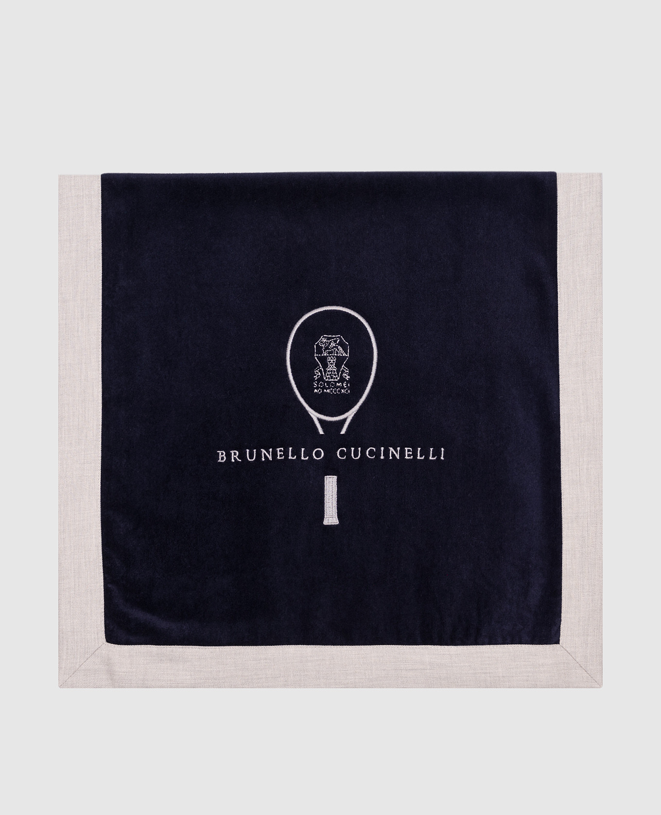 

Blue towel with embroidered logo emblem Brunello Cucinelli