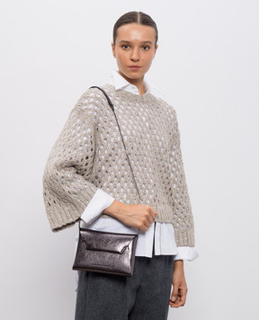 Brunello Cucinelli Duo grey leather clutch MWDED2722