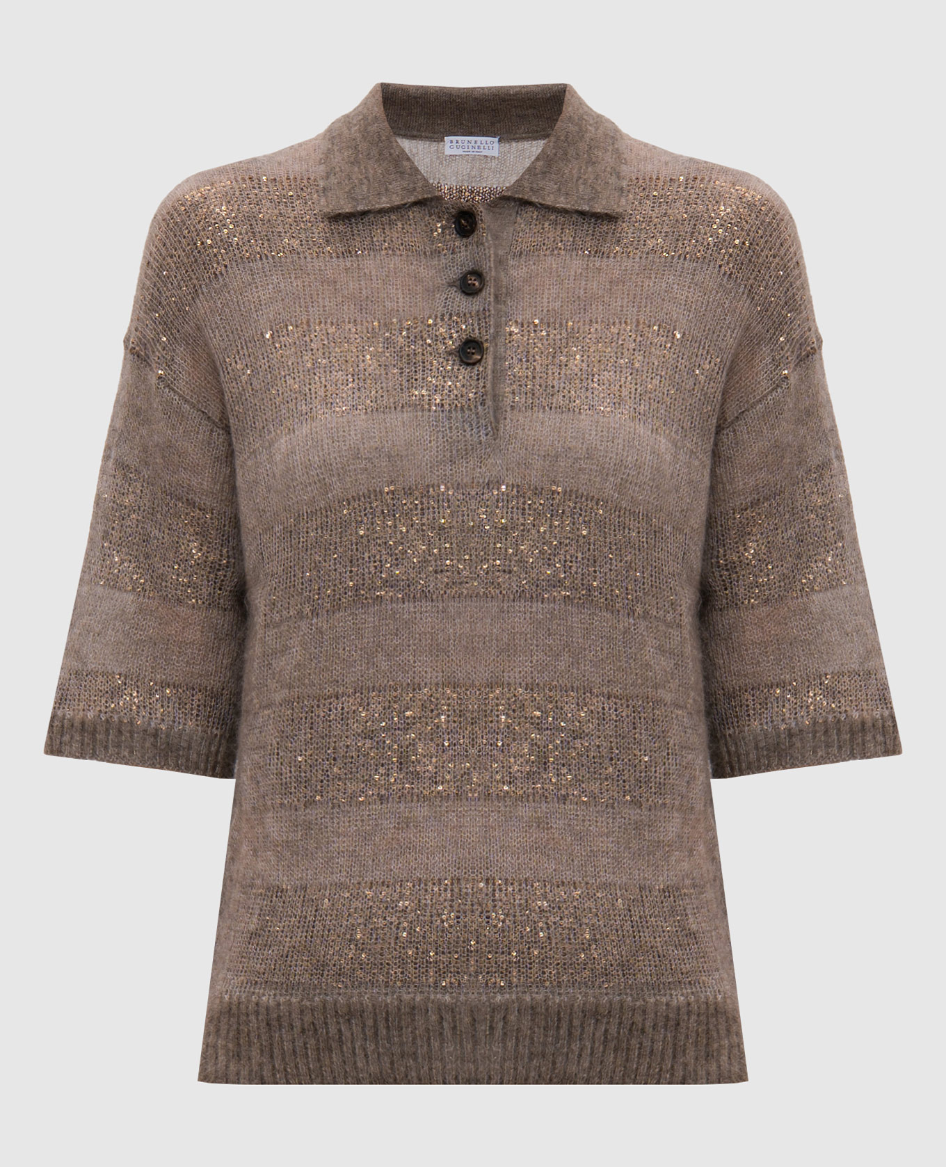 

Brown wool jumper with sequins Brunello Cucinelli, Коричневый