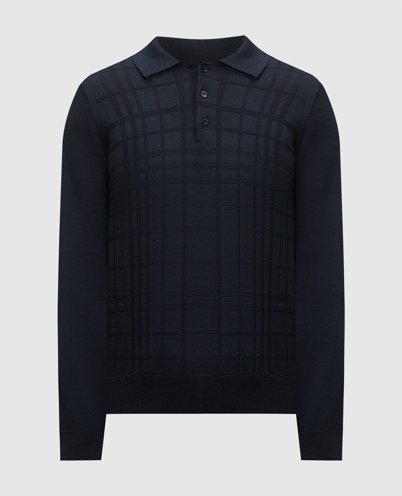 

Blue merino wool polo in a woven pattern Canali