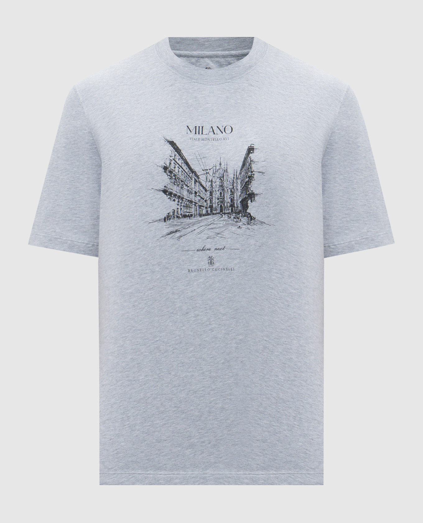 Milano grey melange printed t-shirt Brunello Cucinelli