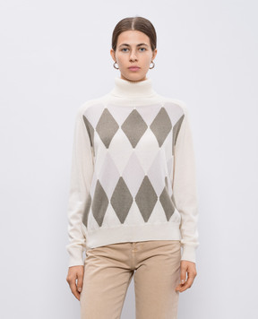 Ballantyne White cashmere sweater with a pattern B1P73412KG6