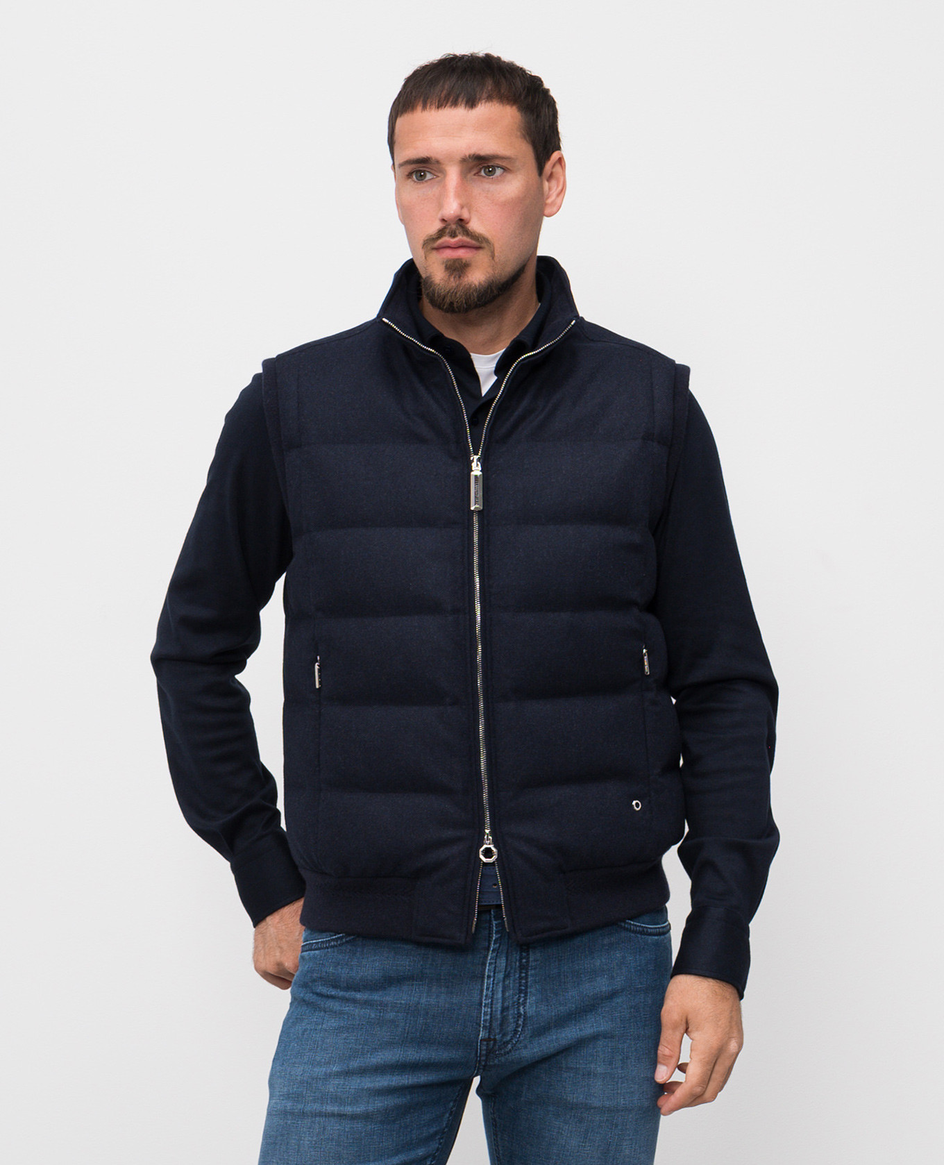 

Blue wool and cashmere down vest Stefano Ricci