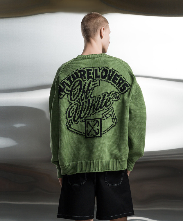 Off White Pull vert Natlover avec motif logo OMHE167S24KNI001 acheter en ligne chez Symbol