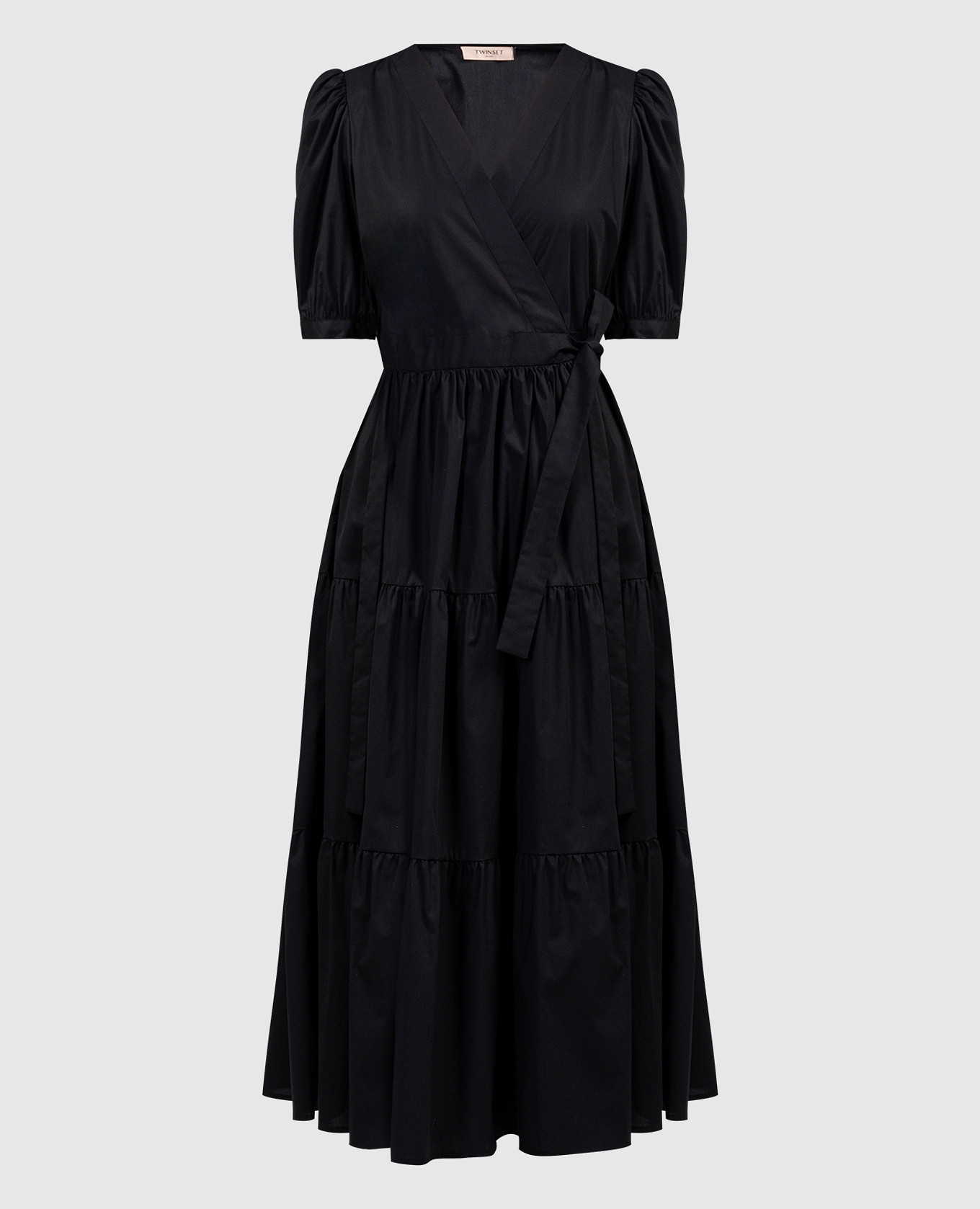

Black dress with drape and metal logo Twinset