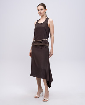 Peserico Brown silk skirt E0569607357