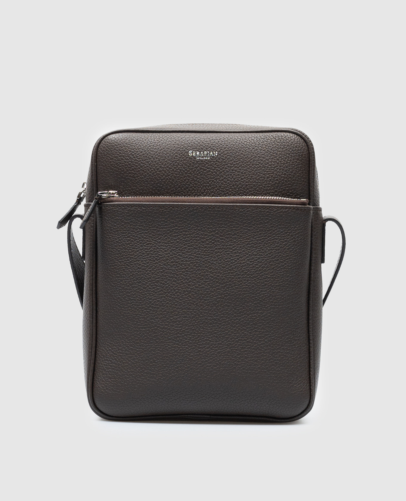 

Brown leather bag with logo Serapian