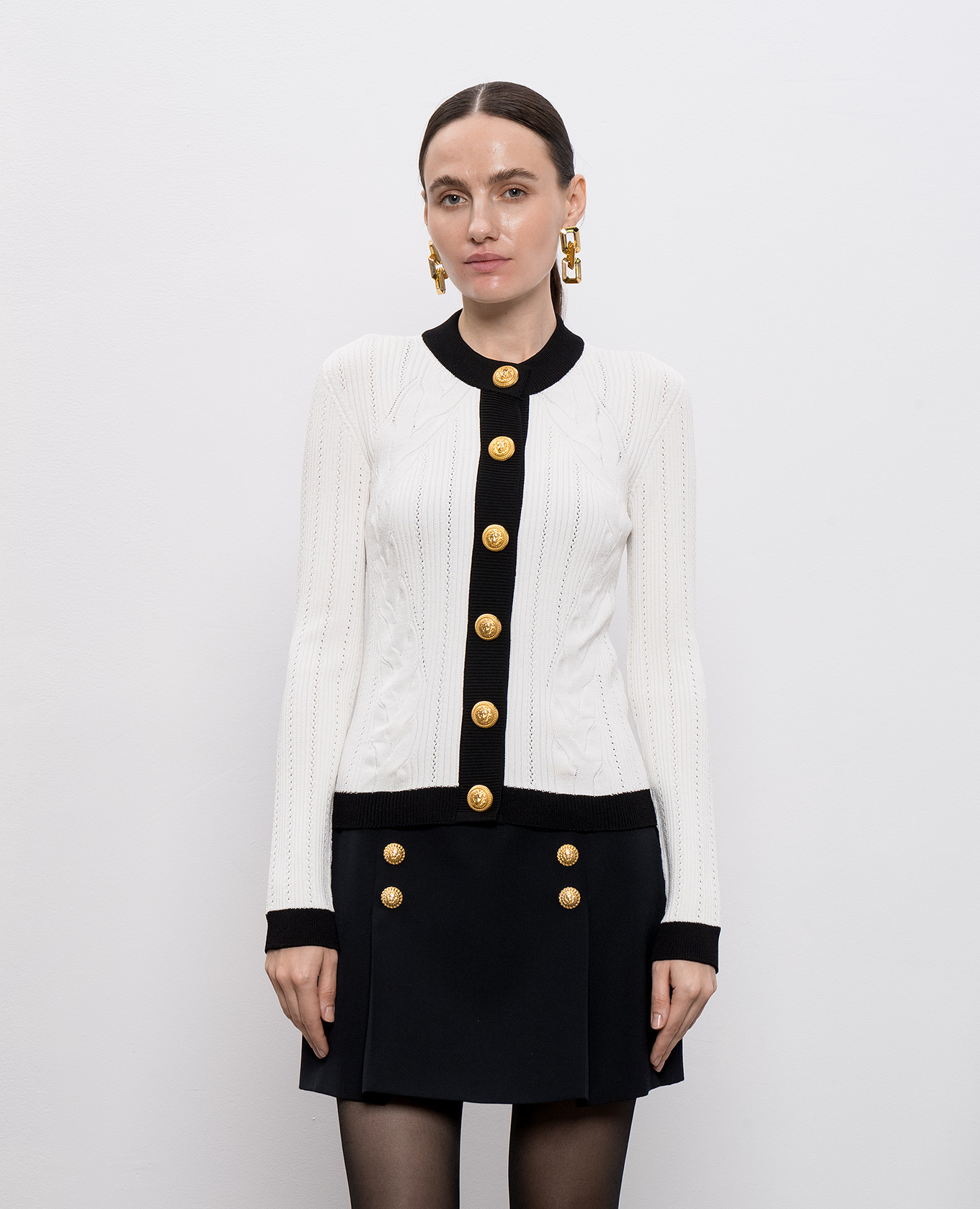 

White cardigan with contrast trim Balmain