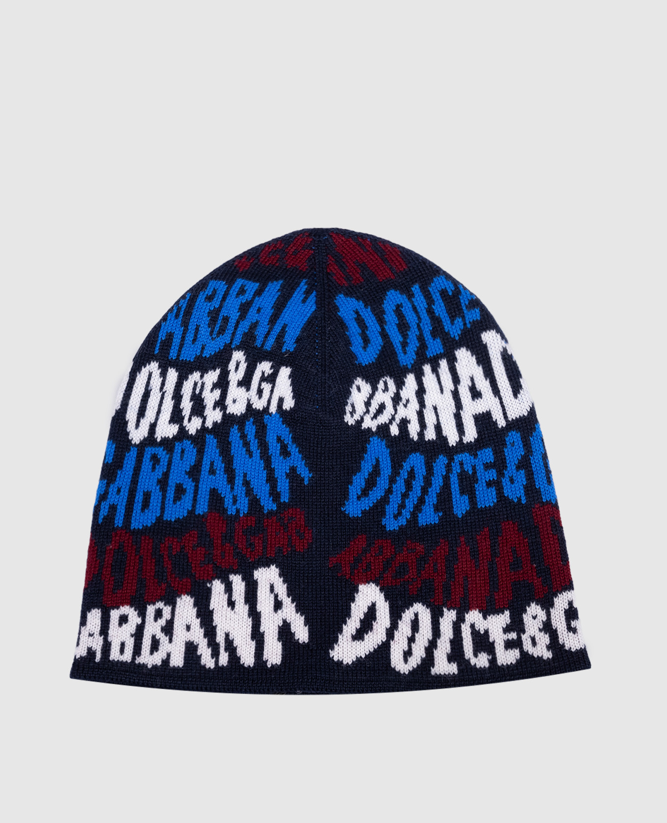 Children's blue hat made of wool with a logo pattern dolce&gabbana