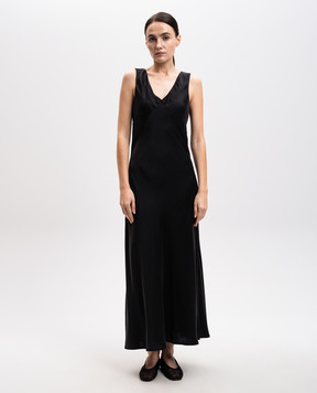 Asceno Core black silk maxi dress D003F01C01