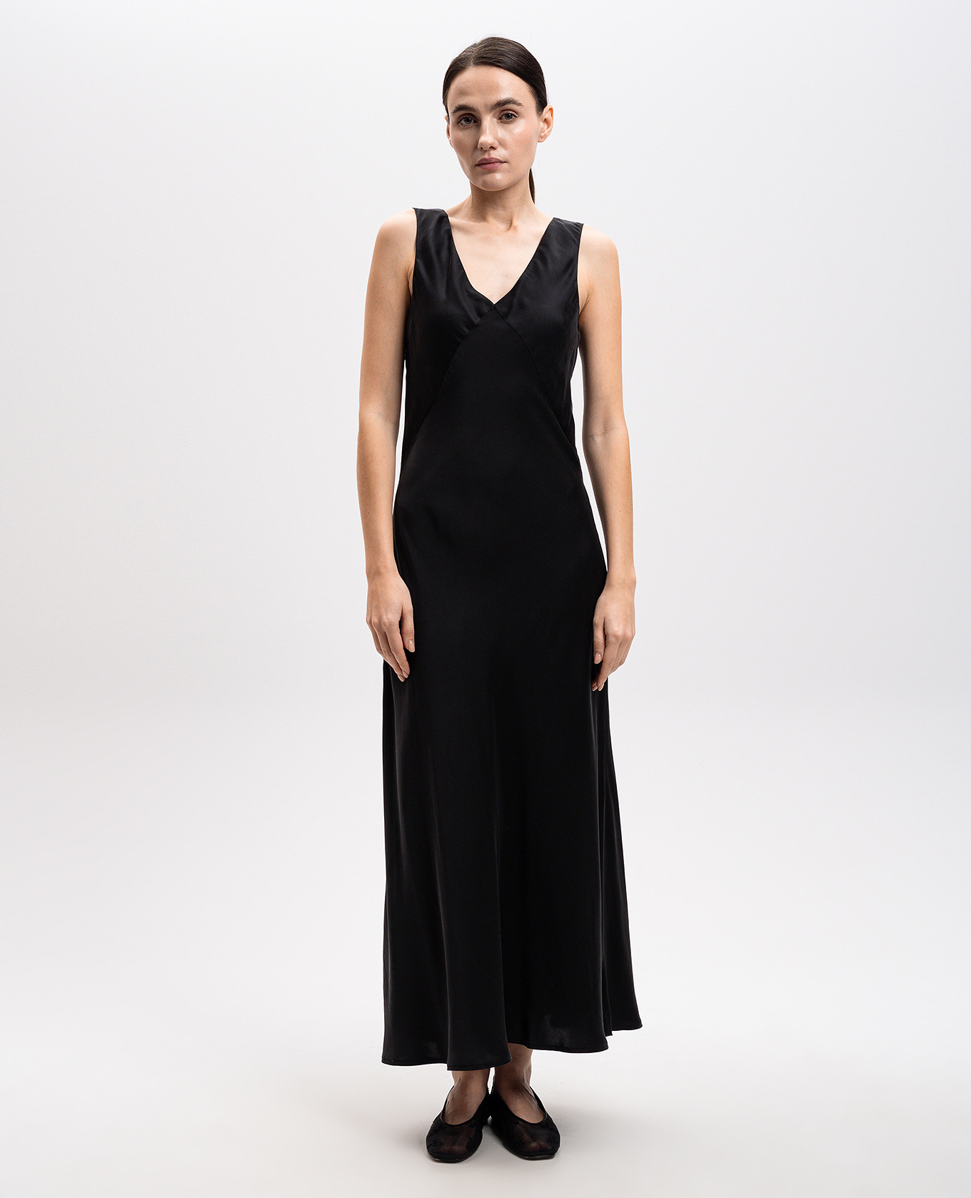 Core black silk maxi dress Asceno 2