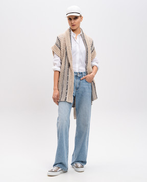 Brunello Cucinelli Beige openwork vest with sequins M3Y372316