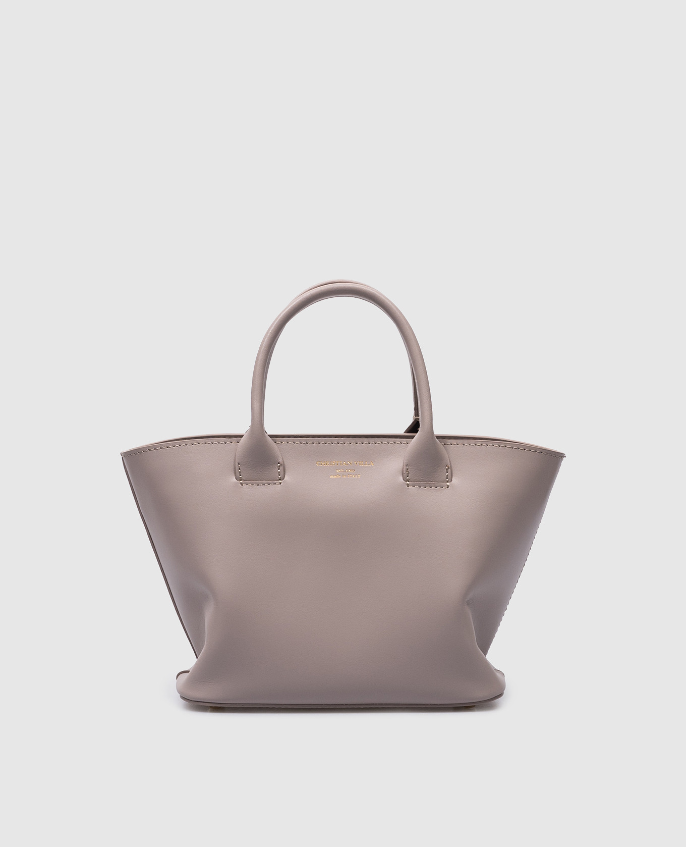 

Gray leather bag with logo Christian Villa, Grey