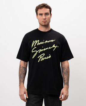 Givenchy Black t-shirt with Maison GIVENCHY Paris embroidery BM71MG3YPH