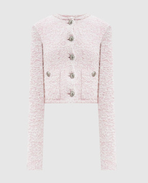 Balenciaga Pink tweed cropped jacket with lurex and BB logo 793604T3328
