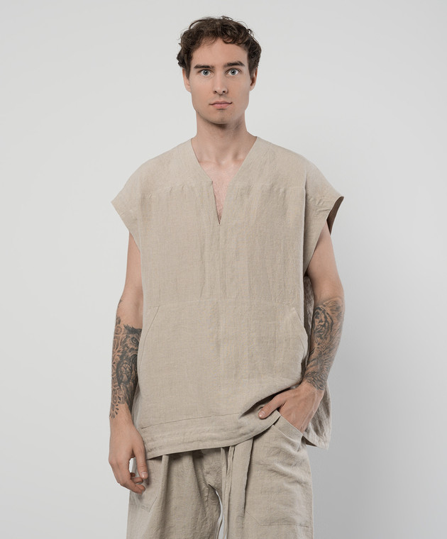 Jan Jan Van Essche - Beige linen tunic TUNIC35LINENCLOTH - shop