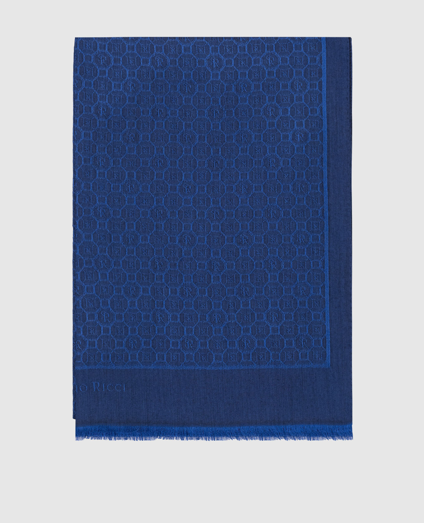 

Blue wool, cashmere and silk scarf in monogram logo pattern Stefano Ricci