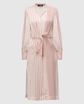 Twinset Beige striped midi shirt dress 251AP2203