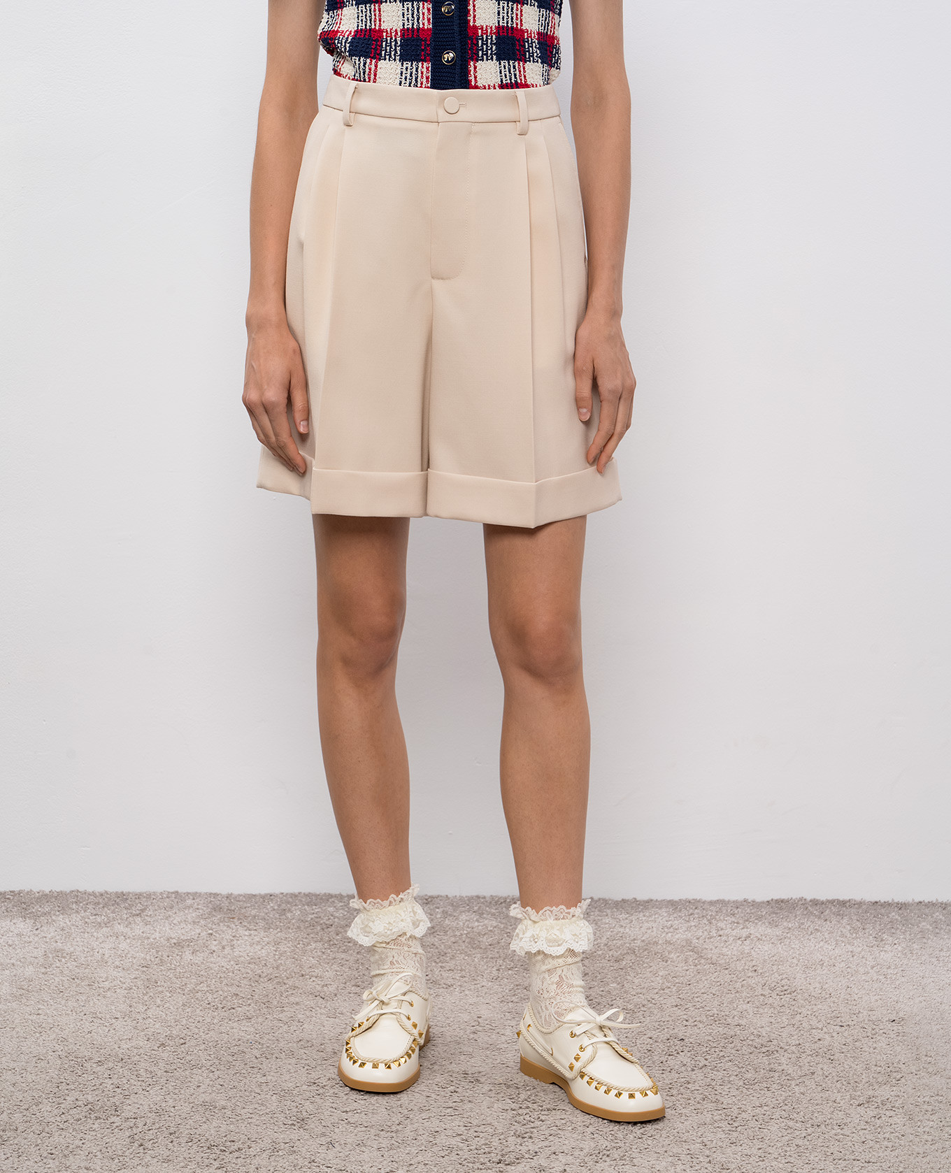Beige wool bermuda shorts with lapels Valentino 3