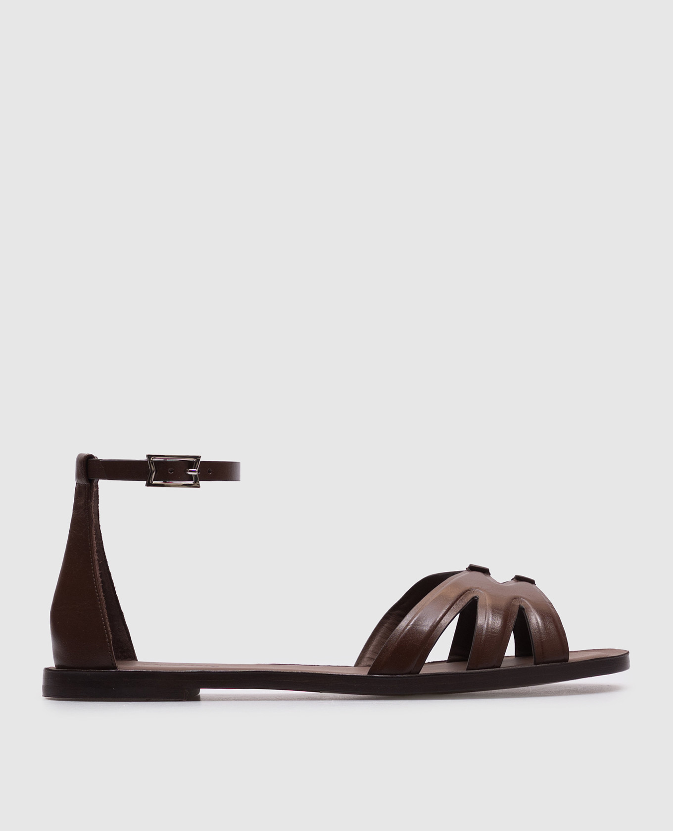 

Brown leather DOUBLE FLAT sandals Max Mara