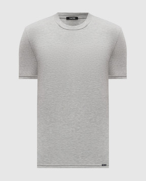 Tom Ford Grey melange T-shirt with logo patch T4M081410