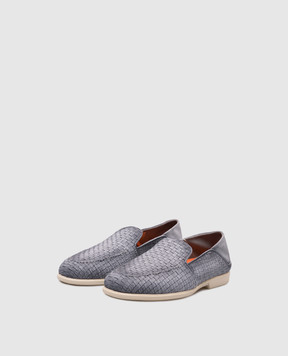 Santoni Blue suede loafers with weaving MGAR19036TICSAYC