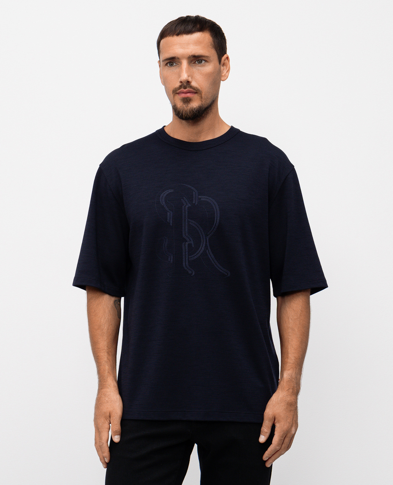 

Blue T-shirt with embroidered logo Stefano Ricci