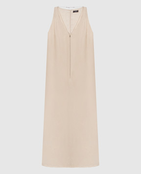 Peserico Beige midi dress with monil chain E02033A06638