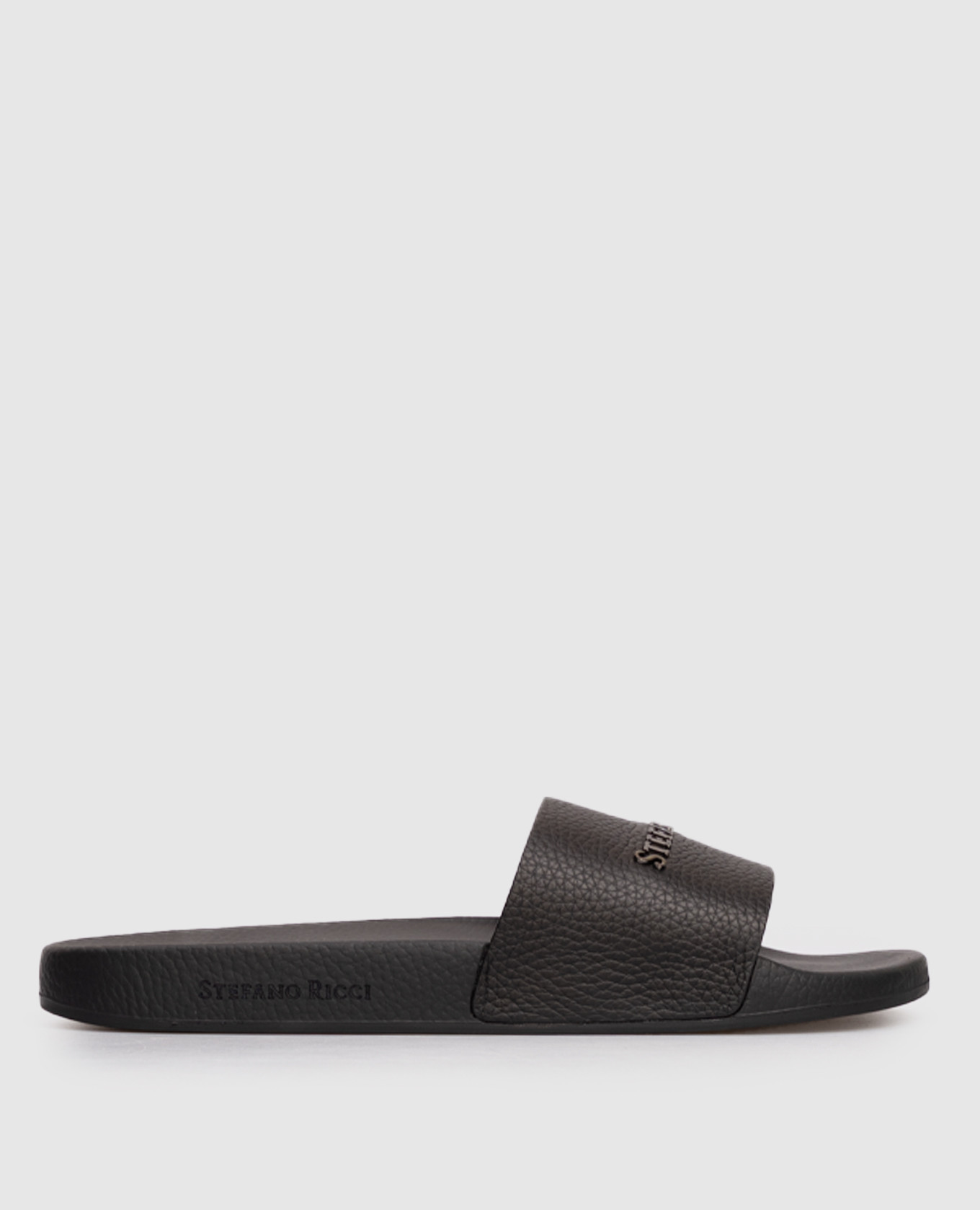

Black leather sliders with logo Stefano Ricci