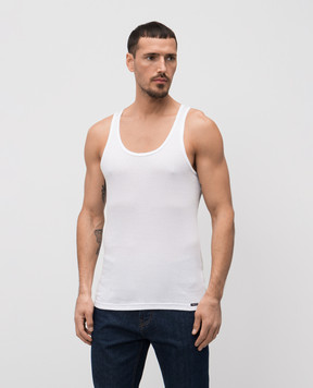 Tom Ford White ribbed T-shirt with logo patch T4D101210
