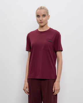 Brunello Cucinelli Burgundy T-shirt with monil chain MPT81EC710