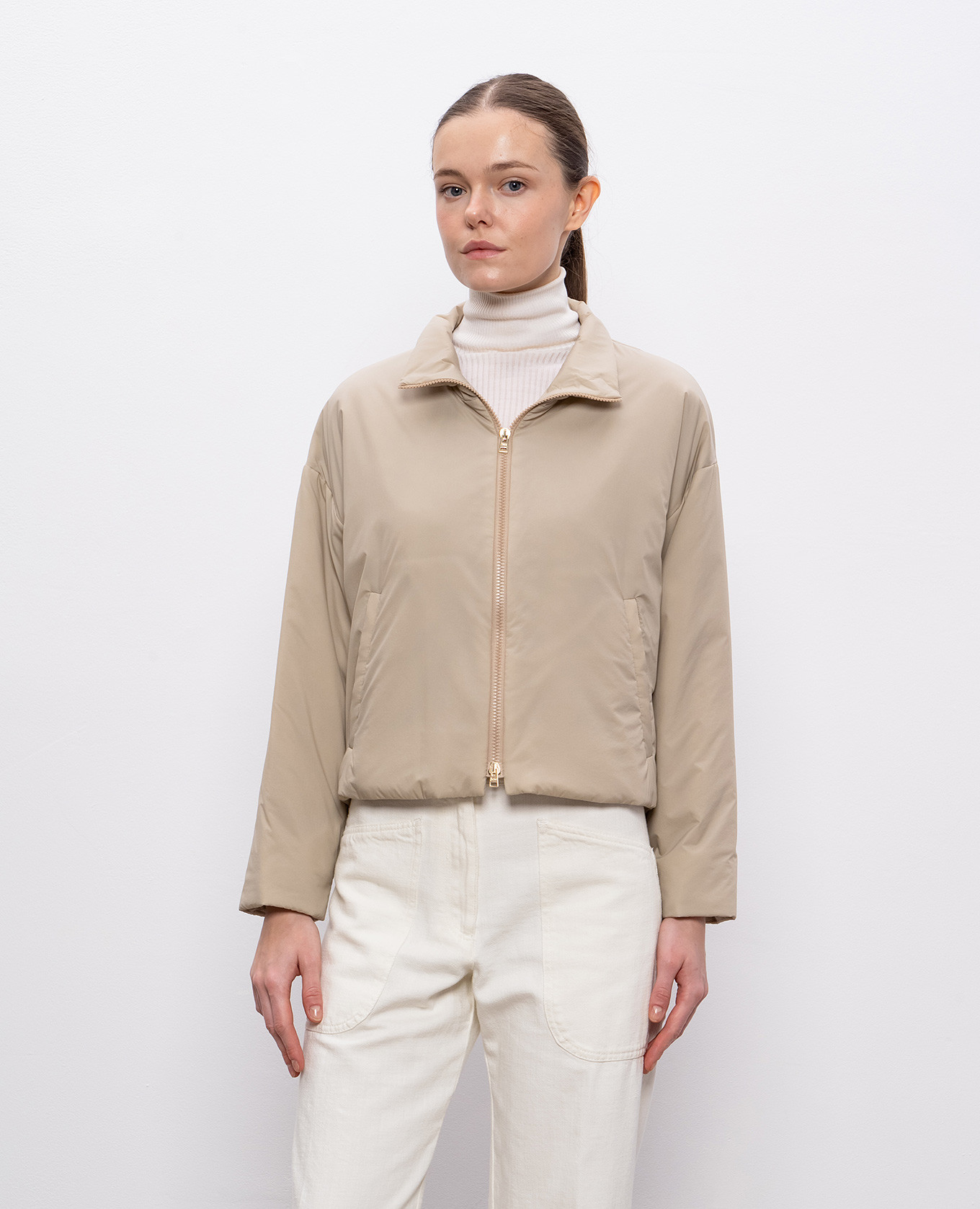 

Beige jacket with logo Herno